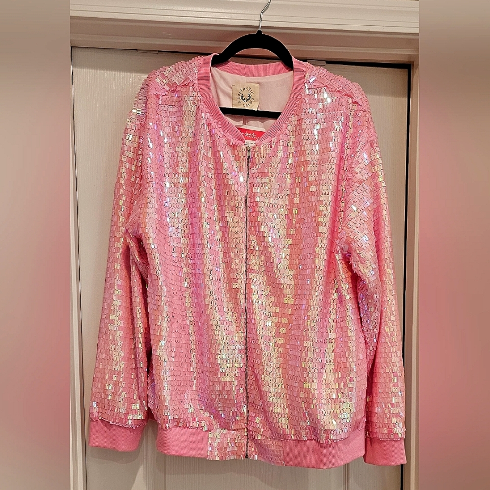 Eras Tour outfit. Pink sequin bomber jacket. Size large. Fits oversized